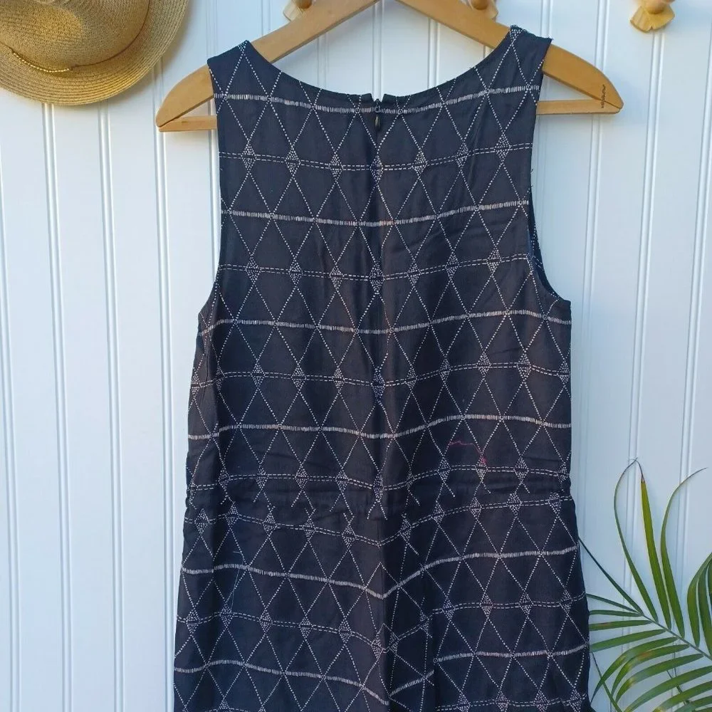 Madewell Diamond Dot  Sleeveless Jumpsuit Size XS  Black Cream Tribal Boho - Picture 7 of 11